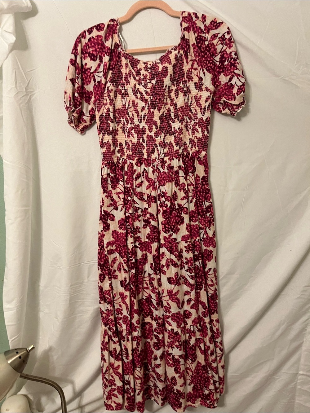 Old Navy Berry Floral Maxi Dress in Cream and Berry